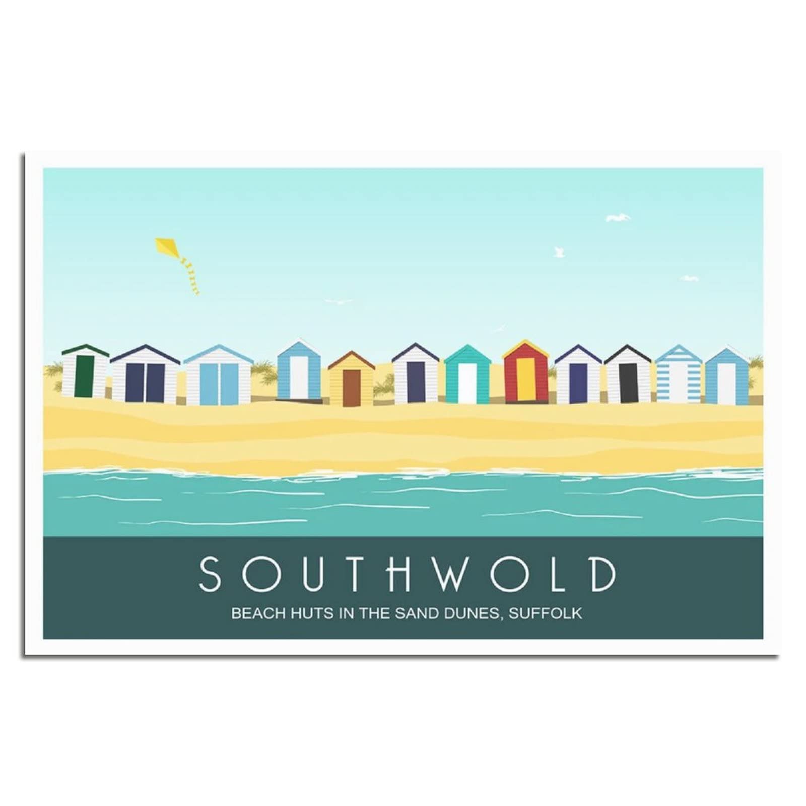 UEJD Vintage Southwold Beach Suffolk Huts Travel Poster Decorative Posters Modern Bedroom Canvas Art Poster Picture Painting Posters Wall Decor Art Gift