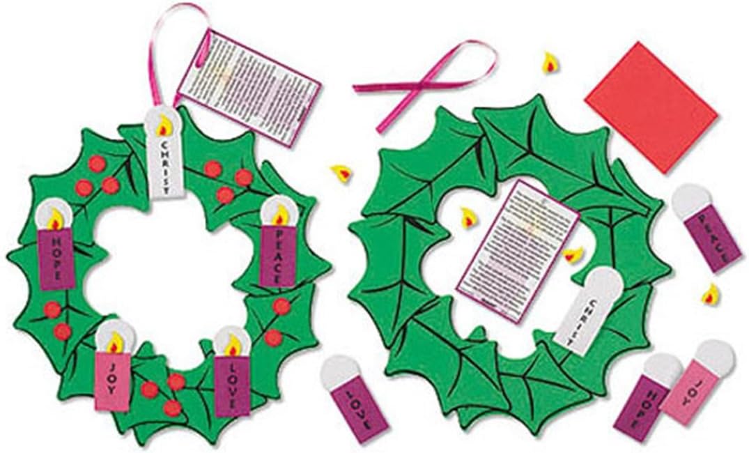 Pack of 24 Nativity of Christ Hanging Decoration Foam Ribbon Advent Wreath Arts & Craft Kit