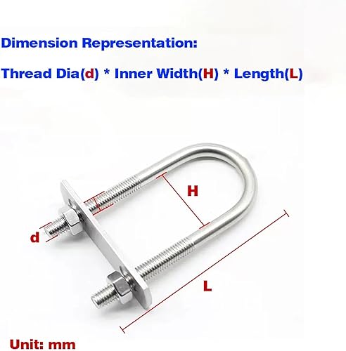 Miniatura 2 de Tornillo extendido en forma de U de acero inoxidable 304abrazadera de tubo en forma de U con deflectorperno en forma de Uaro cuadradoaro de caballo