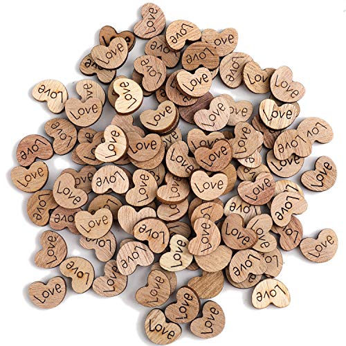 Tosnail 1000 Pieces Mini Rustic Wooden Hearts for Craft Project Wedding Table Scatter Decoration