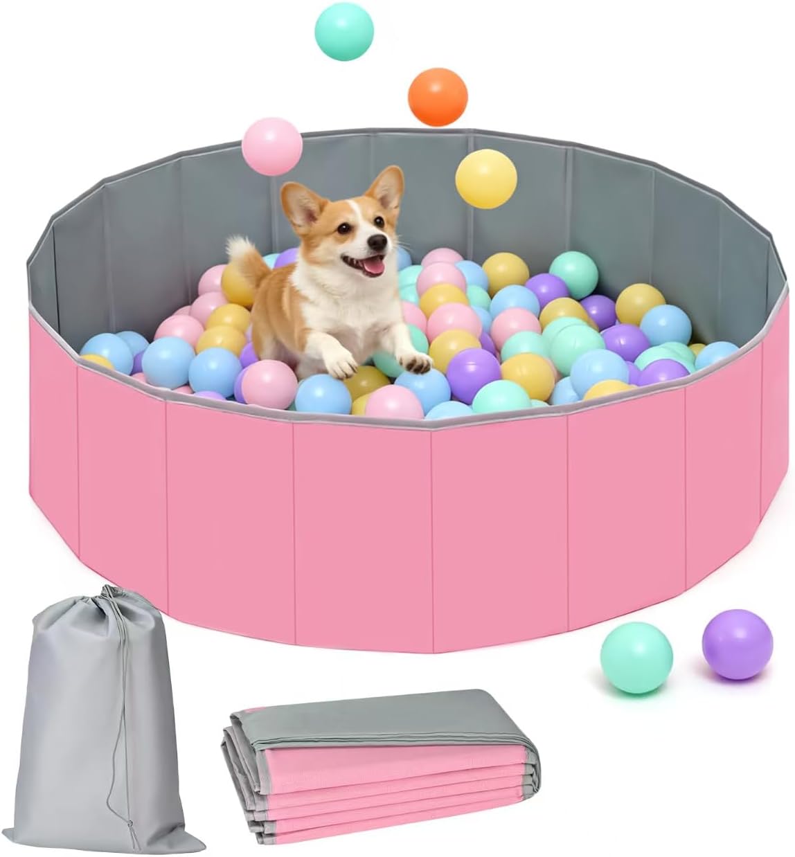 Dog Ball Pit, Foldable Balls Pit for Dogs, Ball Pit for All Types of Dogs, Foldable Play Pit for Dog Indoor and Outdoor Games, Party Toys Gifts(40inches in Diameter,No Ball Included) (Pick)