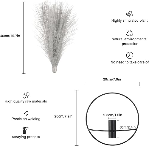 Miniatura 2 de Pretty Jolly Decoración de pared, soporte de decoración de jarrón de metal, flores artificiales montadas en la pared, decoración de pared negra,