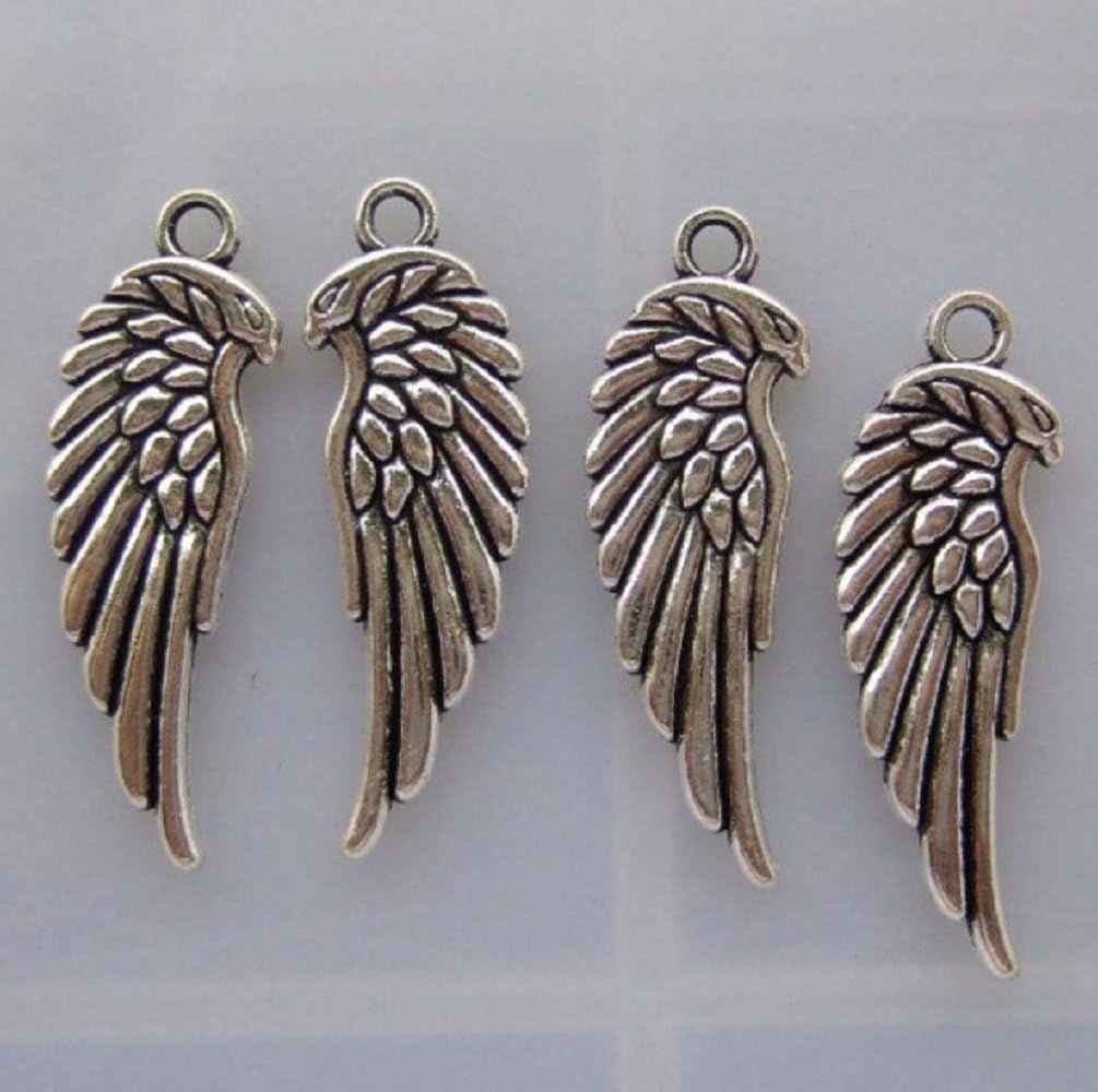 Angel Wings Charm Pendants Silver Tone for Crafts Bulk Supply for Jewelry Making DIY Accessories 12 pcs/lot