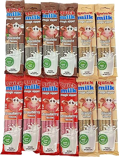 Quick Milk 60 cannucce 20 al biscotto, 20 alla fragola, 20 al cioccolato, 12 confezioni