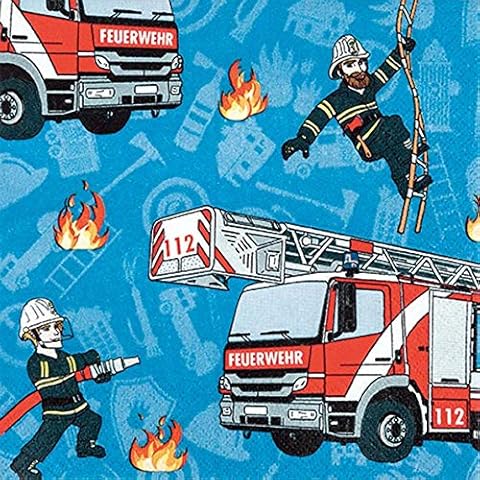 Servietten Tischdeko Geburtstag Essen Feuerwehr 20 Stück 3-lagig 33x33cm Cover