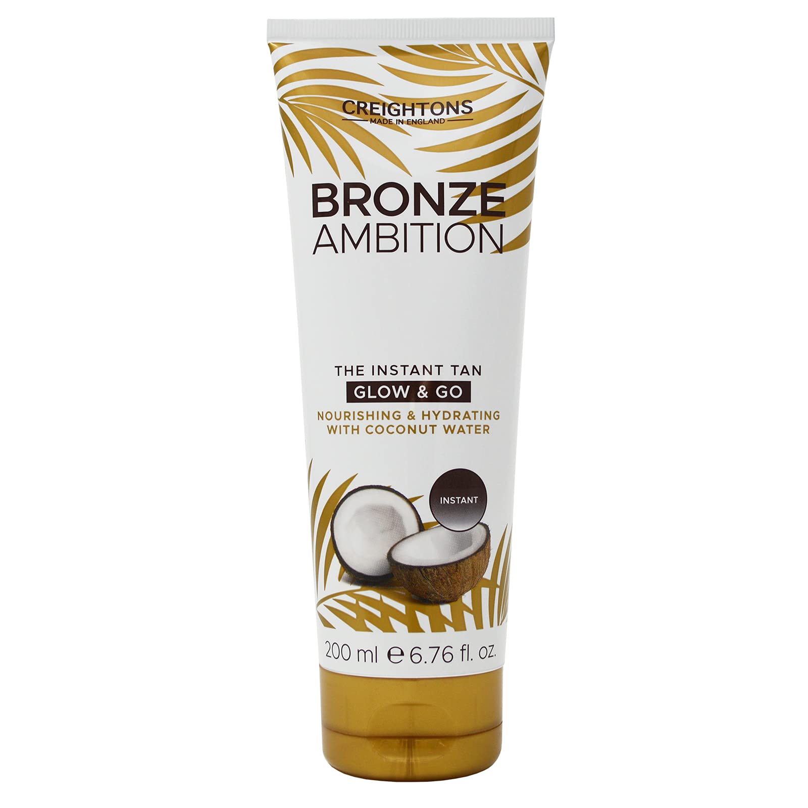Glow & Go Instant Fake Tan (200ml) - Enriched with Coconut Water to Nourish Skin. Immediate, streak-free & natural looking tan. With a Tropical Coconut Fragrance