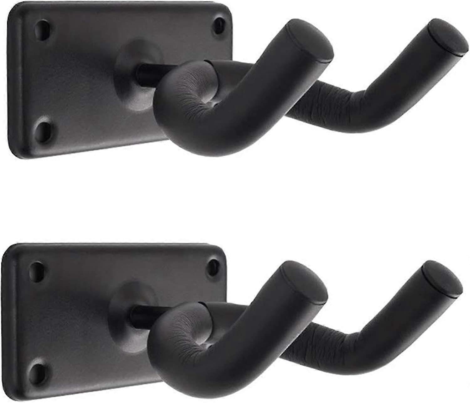 JOYHAPPST Guitar Wall Mount Hooks Metal Square 2 Pack Hook Bracket Bracket Black Display with Screws - Easy to Install - Fits All Size Guitars