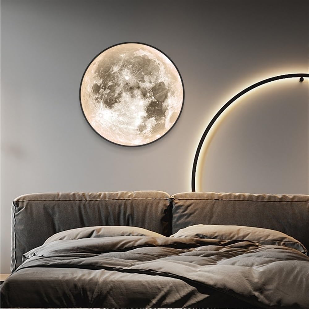 Creative Moon Wall Lamp, Decorative Wall Lamp, Bedroom Living Room Wall Decor, Suitable for Bedroom, Living Room, Dining Room(31.4 * 31.4in)