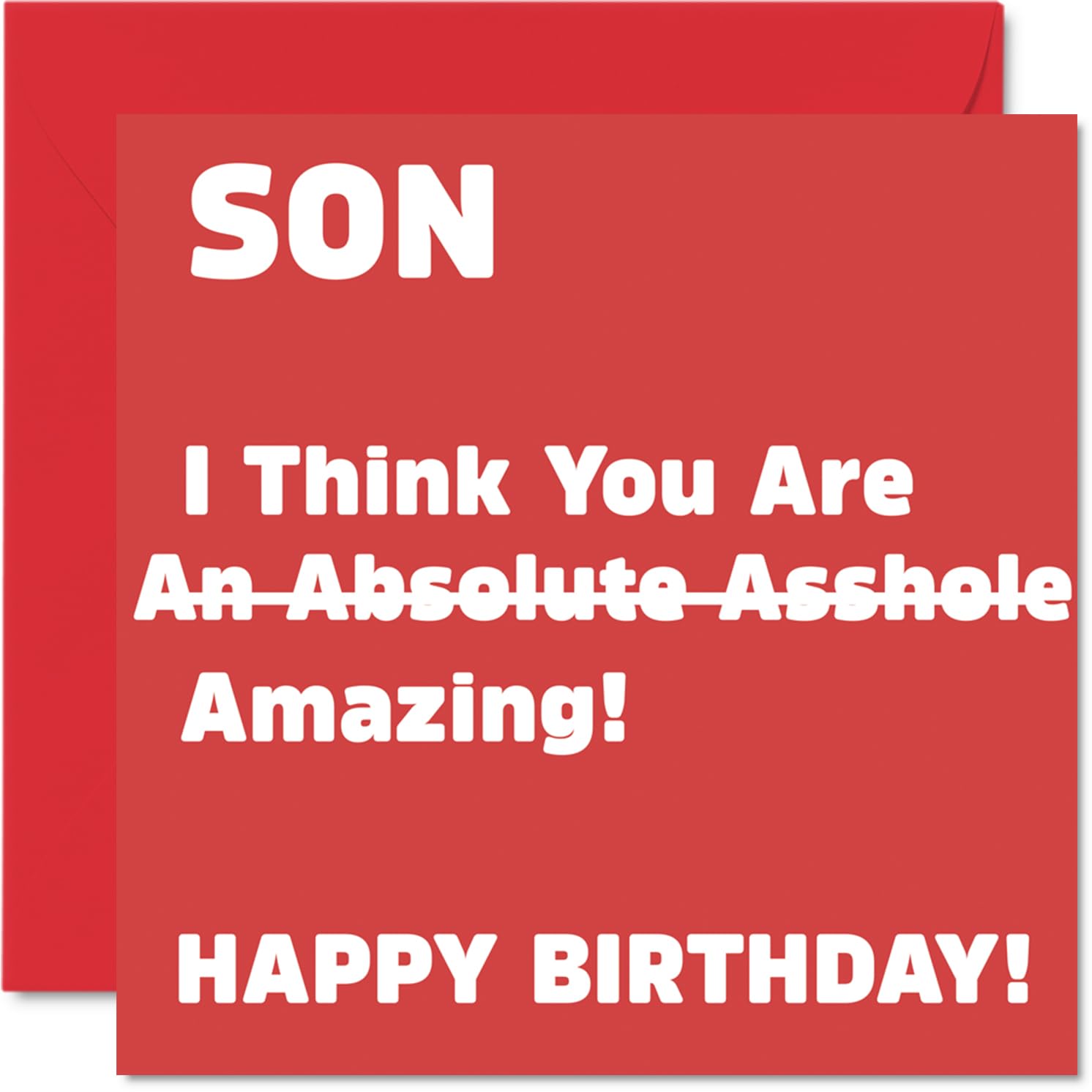 Rude Son Birthday Card - Absolute A**hole - Funny Happy Birthday Card for Son from Dad Mum, 145mm Joke Humour Bday Greeting Cards