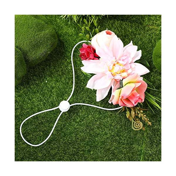 Popetpop dog flower headband pet flower crown headwear flower leaves natural wreath for dog cats wedding decor - image 10
