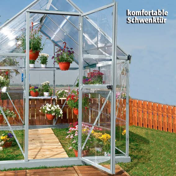 Grtner Ptschke Gewchshaus Multi Line 6 x 10 mit Stahlfundament, 310 x  185 x 209 cm, Aluminium, Silber : Amazon.de: Garten