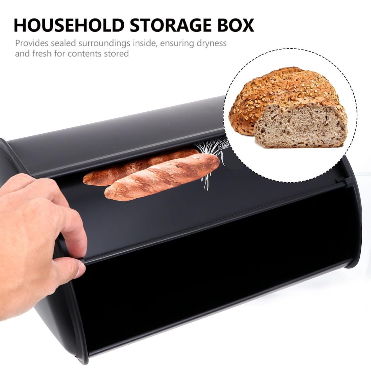 Caja de Pan Metálica Pequeña, Forma Cilíndrica, Tapa Frontal Impresa