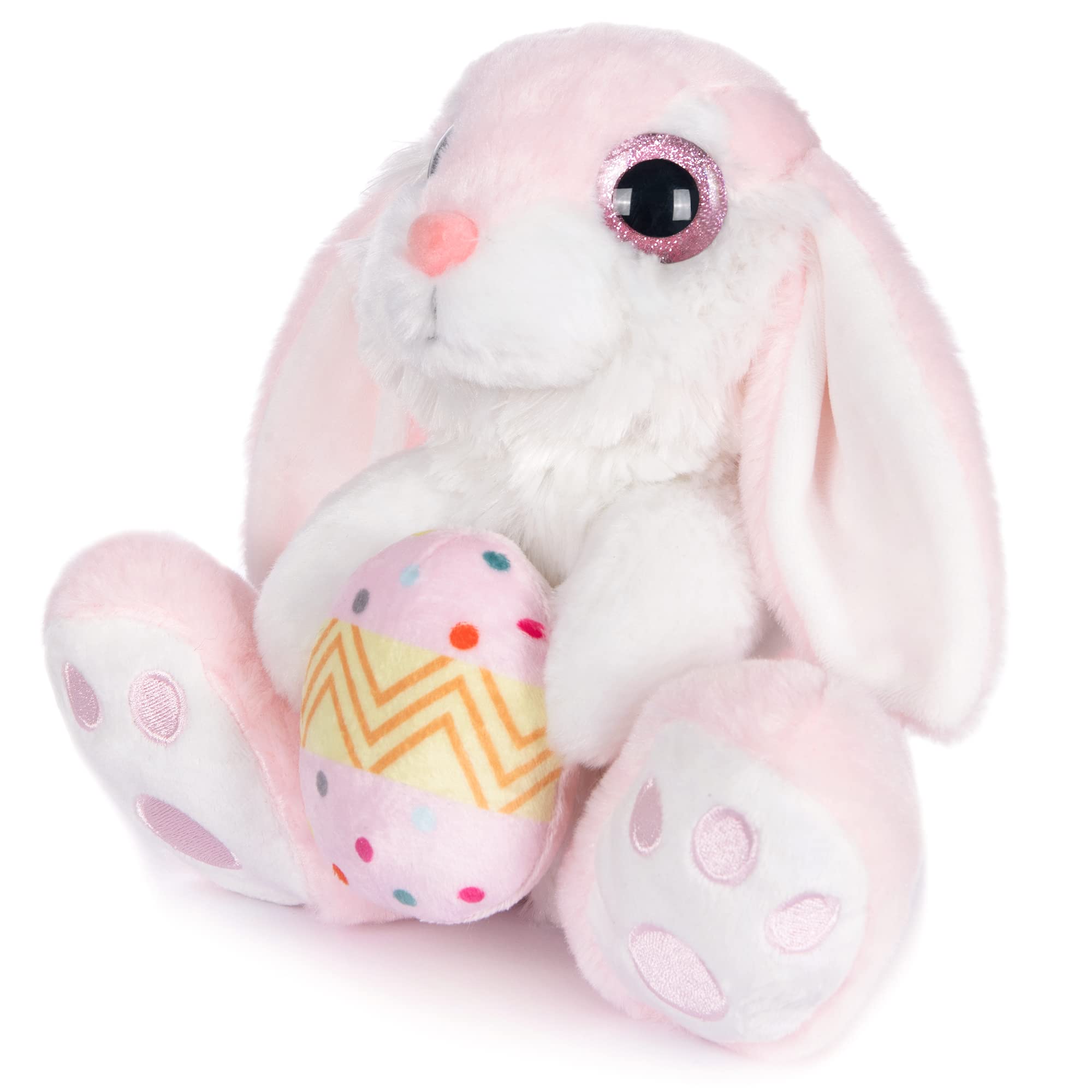 My OLi Easter Rabbit Plush Toy 8.5" Plush Bunny Teddy with Easter Egg Floppy-Eared Sitting Bunny Soft Toy Perfect Bedtime Friend Gifts for Kids Babies Pink - Image 3