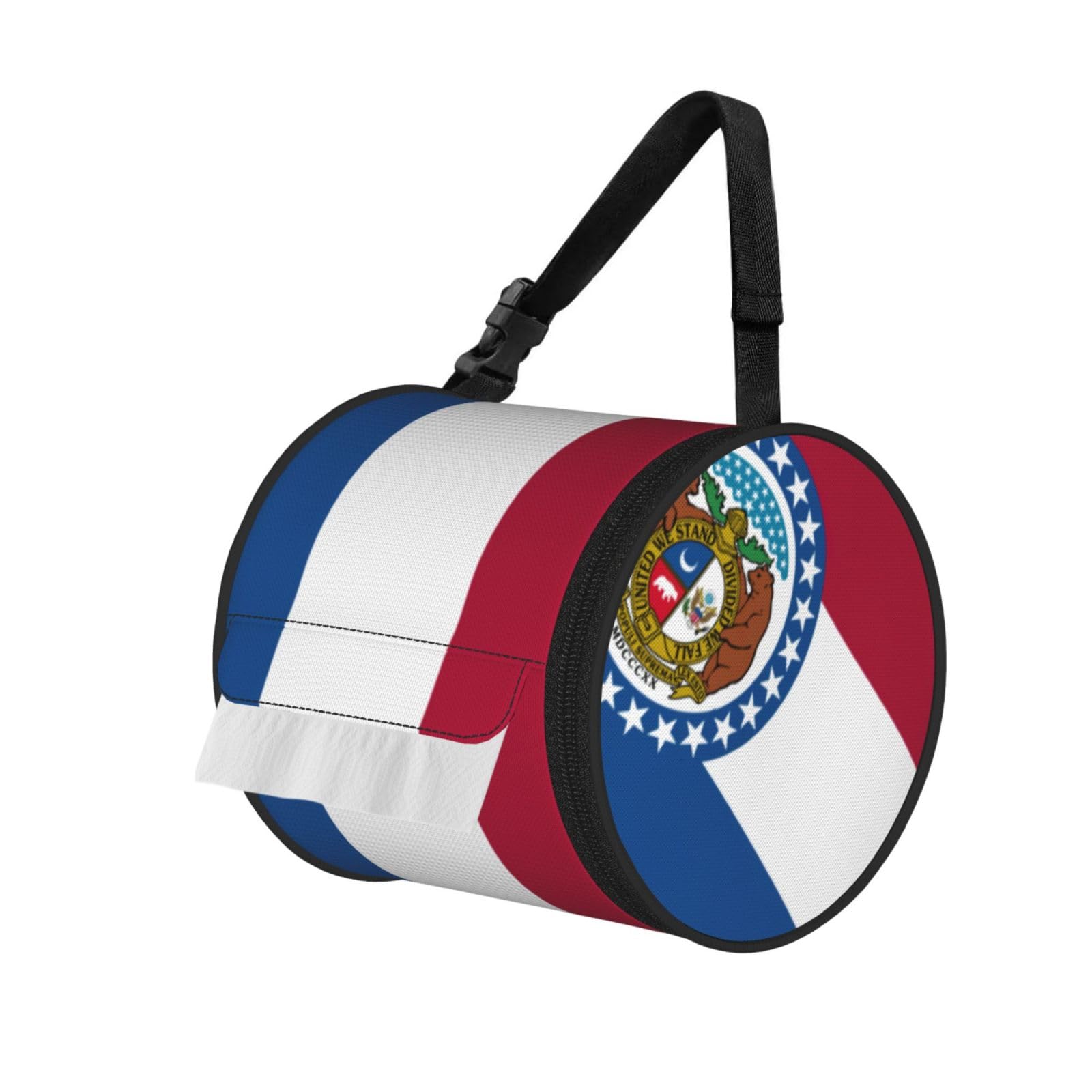 Missouri State Flag Print Fashion Tissues Organizer Box, Hanging Tissue Holder For Purse Coins For Car Office Daily Outing