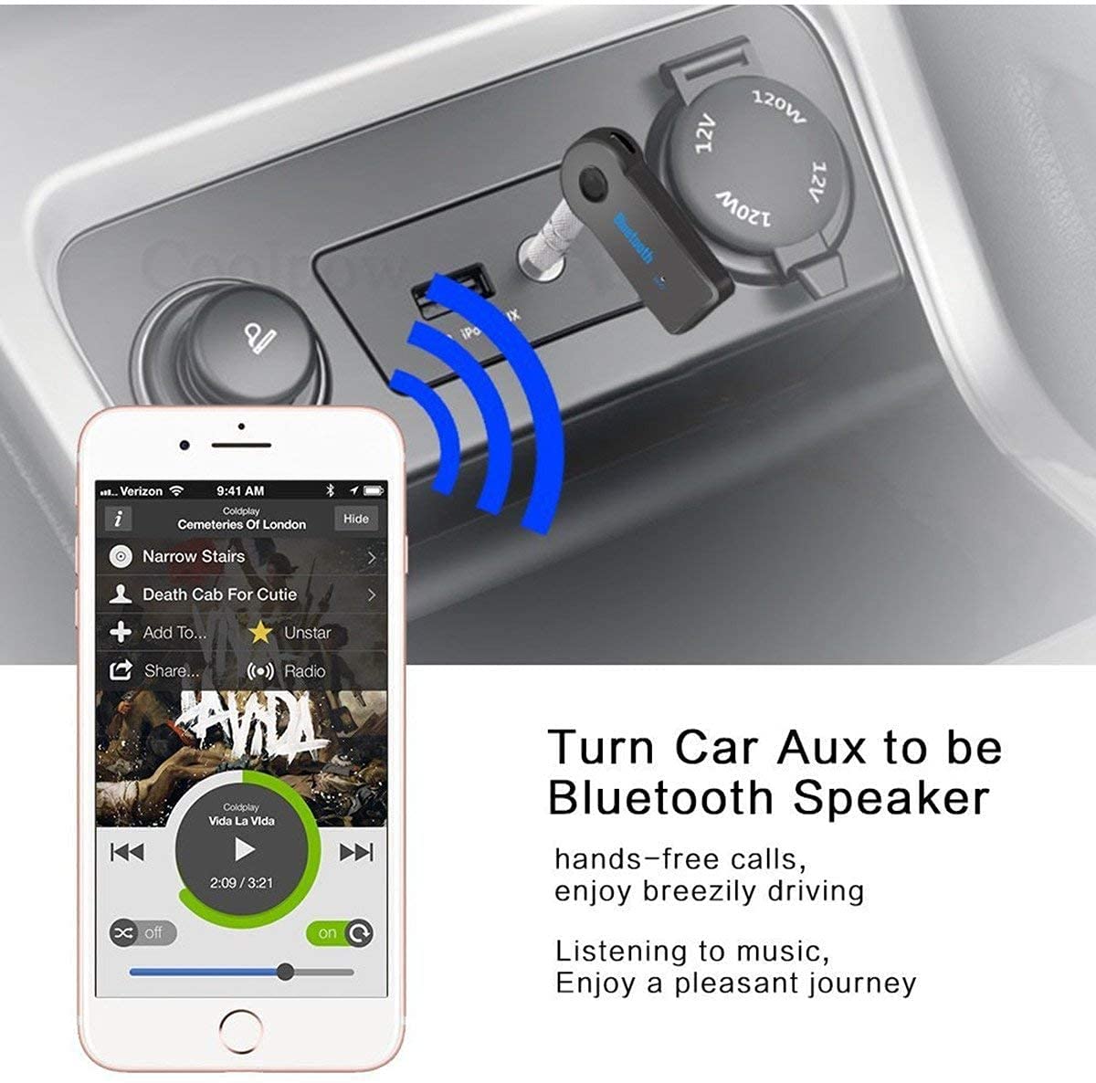 Mini Bluetooth Receiver for Microsoft Kin One - Wireless to 3.5mm Jack Hands-Free Car Kit 3.5mm Audio Jack w/LED Button Indicator for Audio Stereo System Headphone Speaker