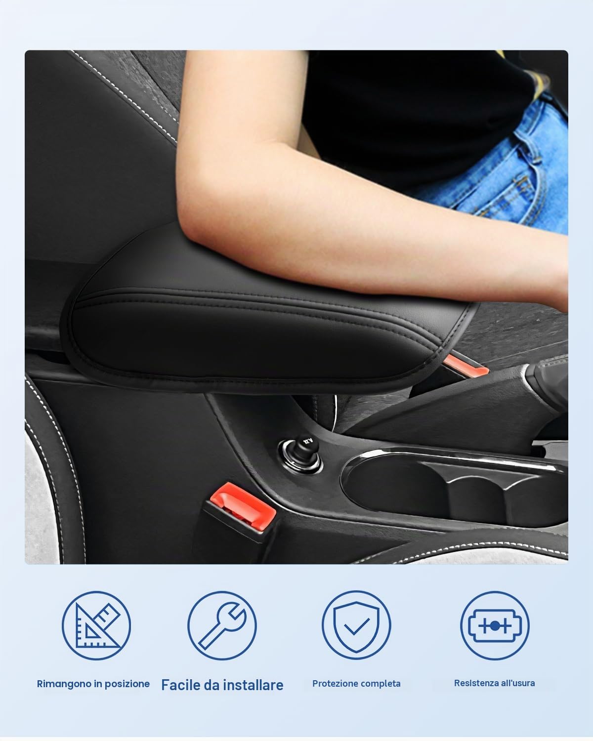 CDEFG Compatibile con Skoda Kamiq 2019-2024 2025 Copertura per Bracciolo Coperchio di Protezione della Scatola Console Centrale Guscio bracciolo della Antigraffio Kamiq 2025 Accessori (Nero)