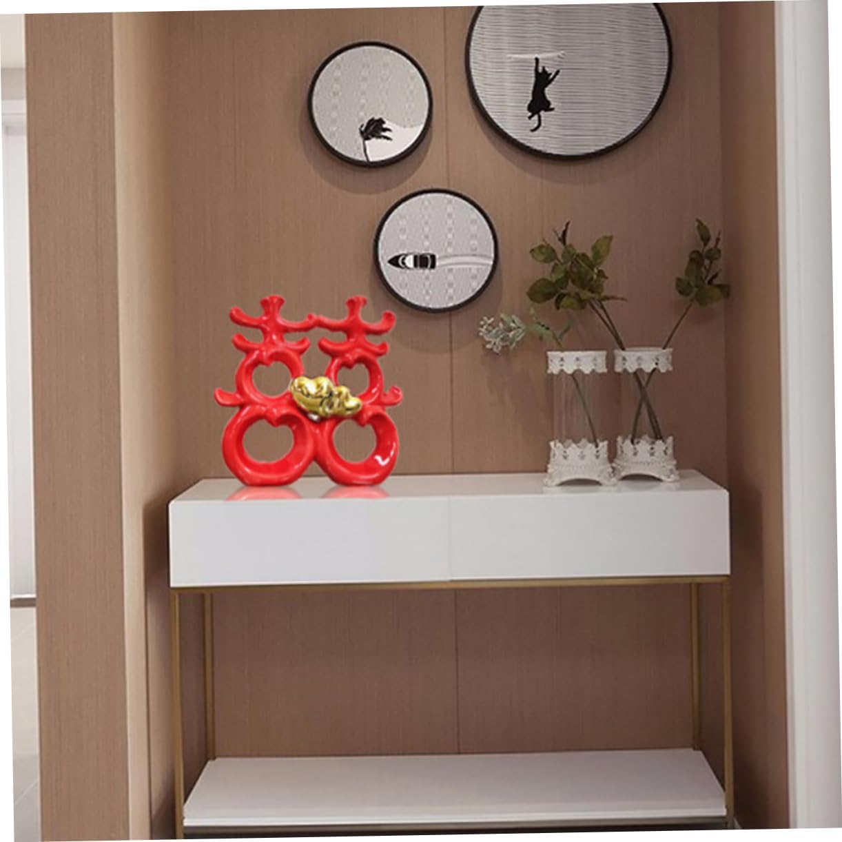 Alipis 1pc Red Chinese Character Ceramic Decorative for Home and Wedding Day Stylish Ornament for Living Room and Photo Prop Unique Idea