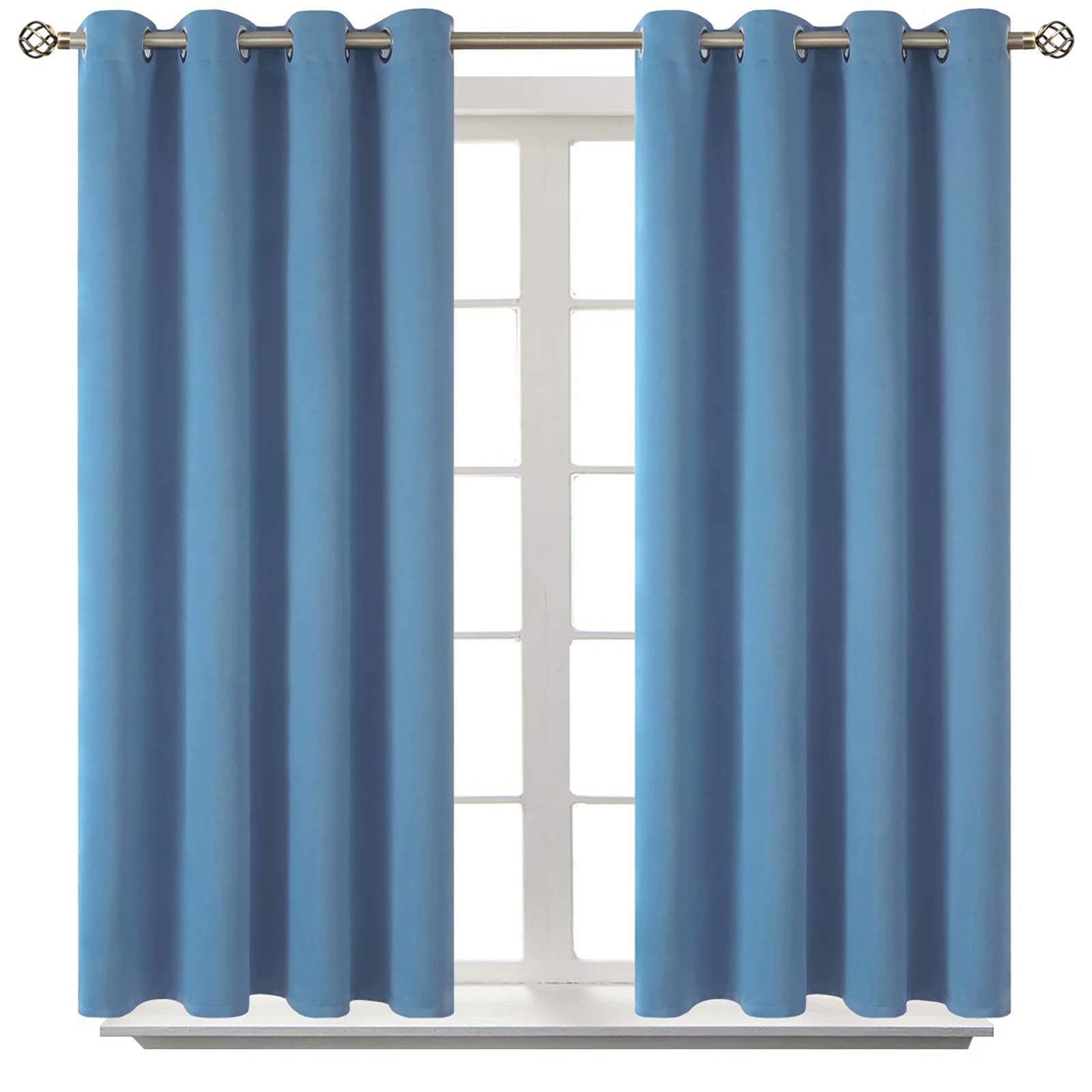 BGment Denim Blue Blackout Curtains for Bedroom 45 Inch Long - 2 Panels