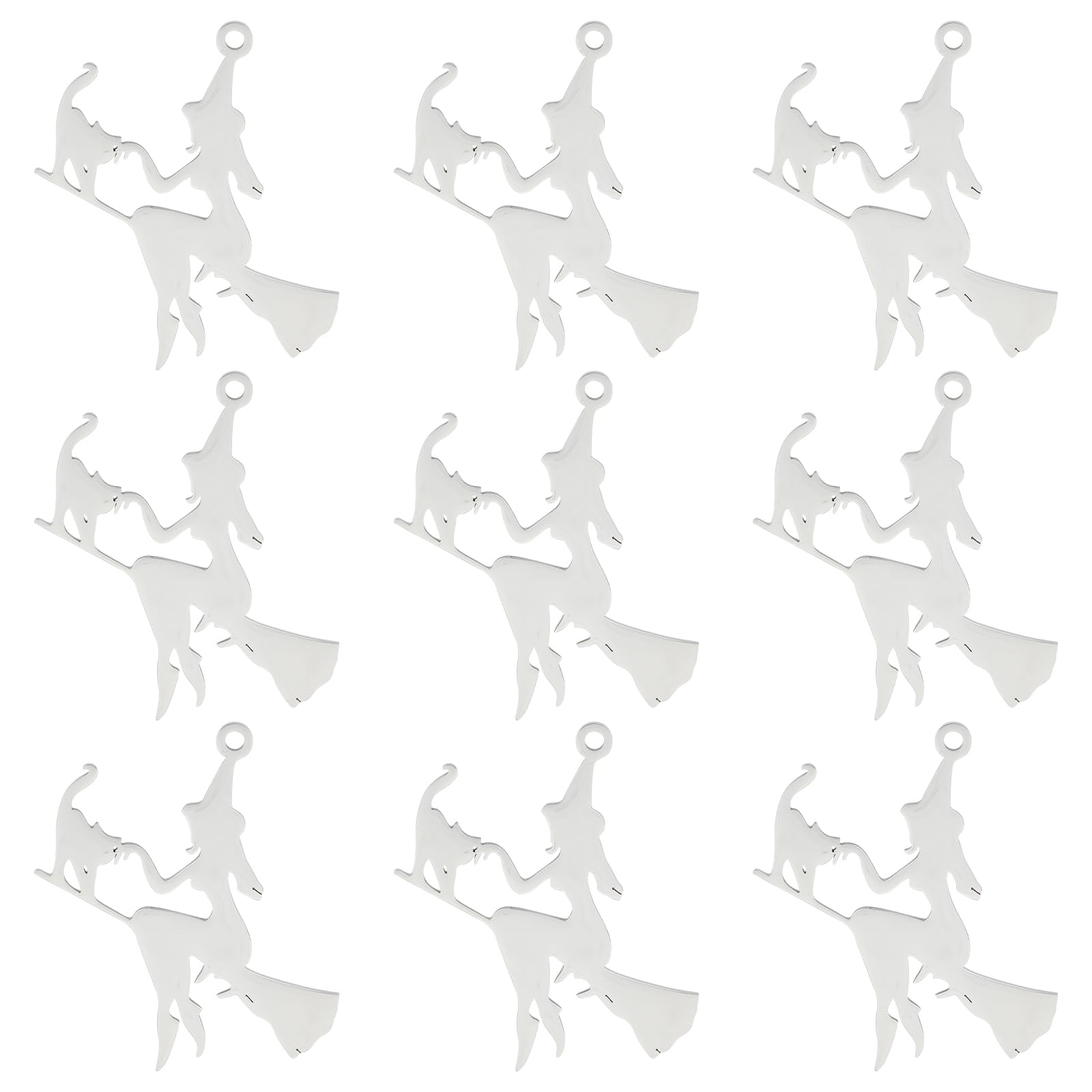Charmes Halloween sorcière et balai en acier pour pendentif et bracelet