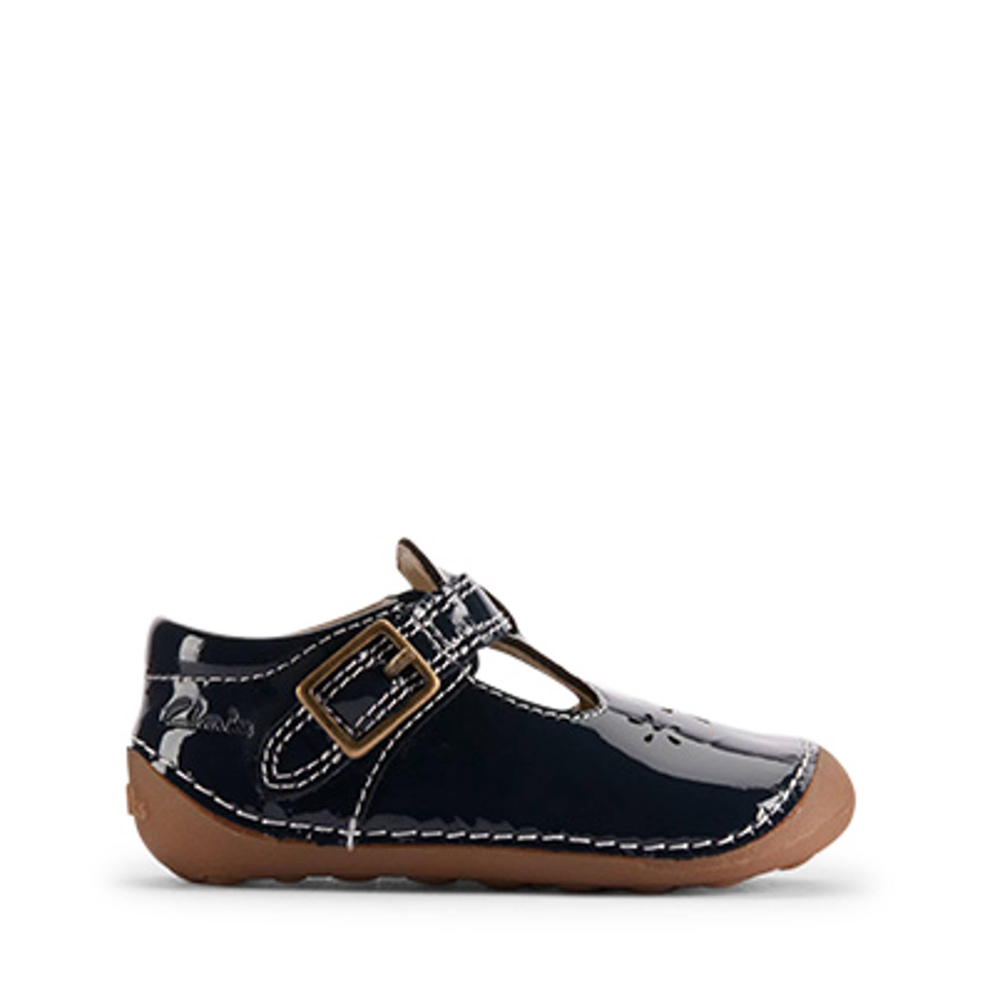 Clarks Boy's Girl's Tiny Skip T. Sneaker, Navy Patent, 4 UK Child