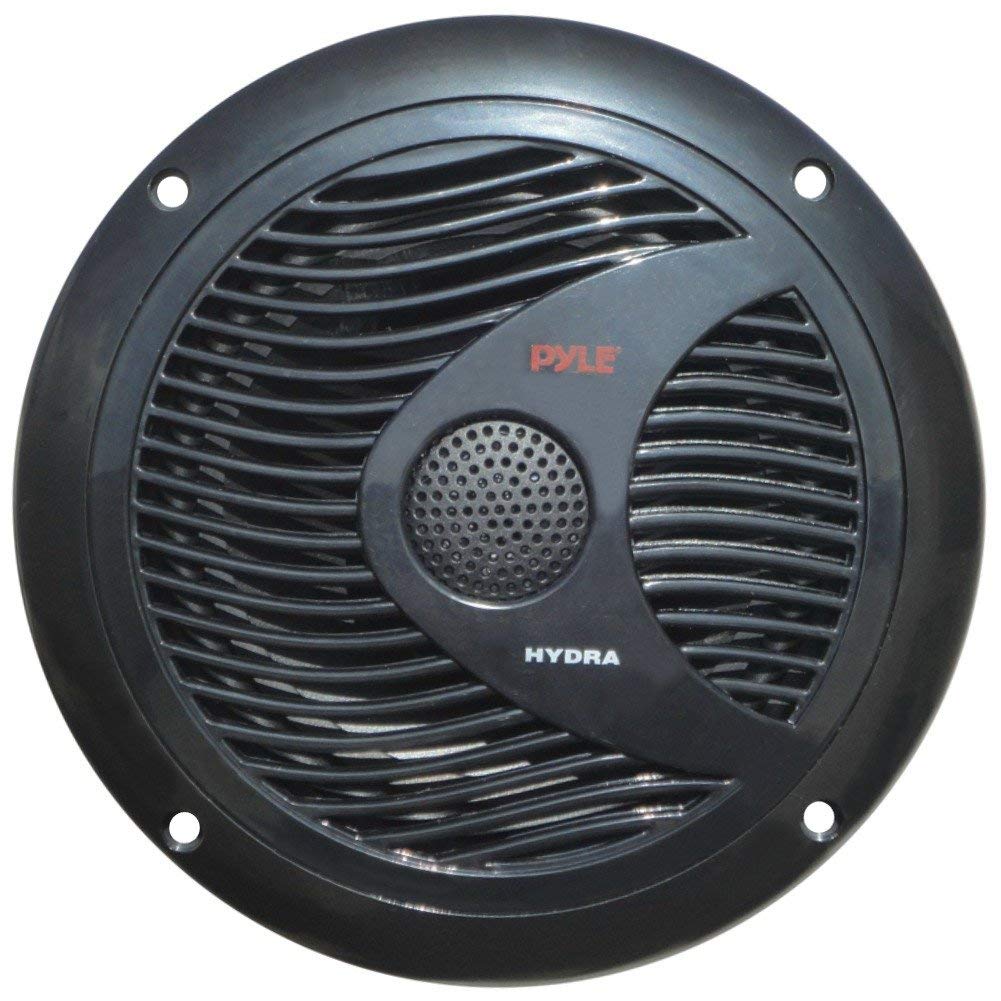 Pyle 2 PLMR60B 18 cm 180 mm Noir Double cône Haut-parleurs Waterproof pour mer Piscine Bateau hôtel pub Bar 4 ohm 75 Watt rms 150 Watt Max, Paire