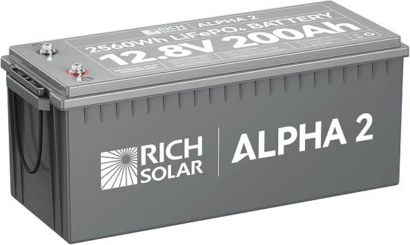 ريتش سولار ألفا 2 12 V 200 Ah LiFePO4 بطارية مع بلوتوث & الحرارة، 5000 + دورات، ليثيوم عالية السعة ل RV، البحرية، خارج الشبكة أنظمة