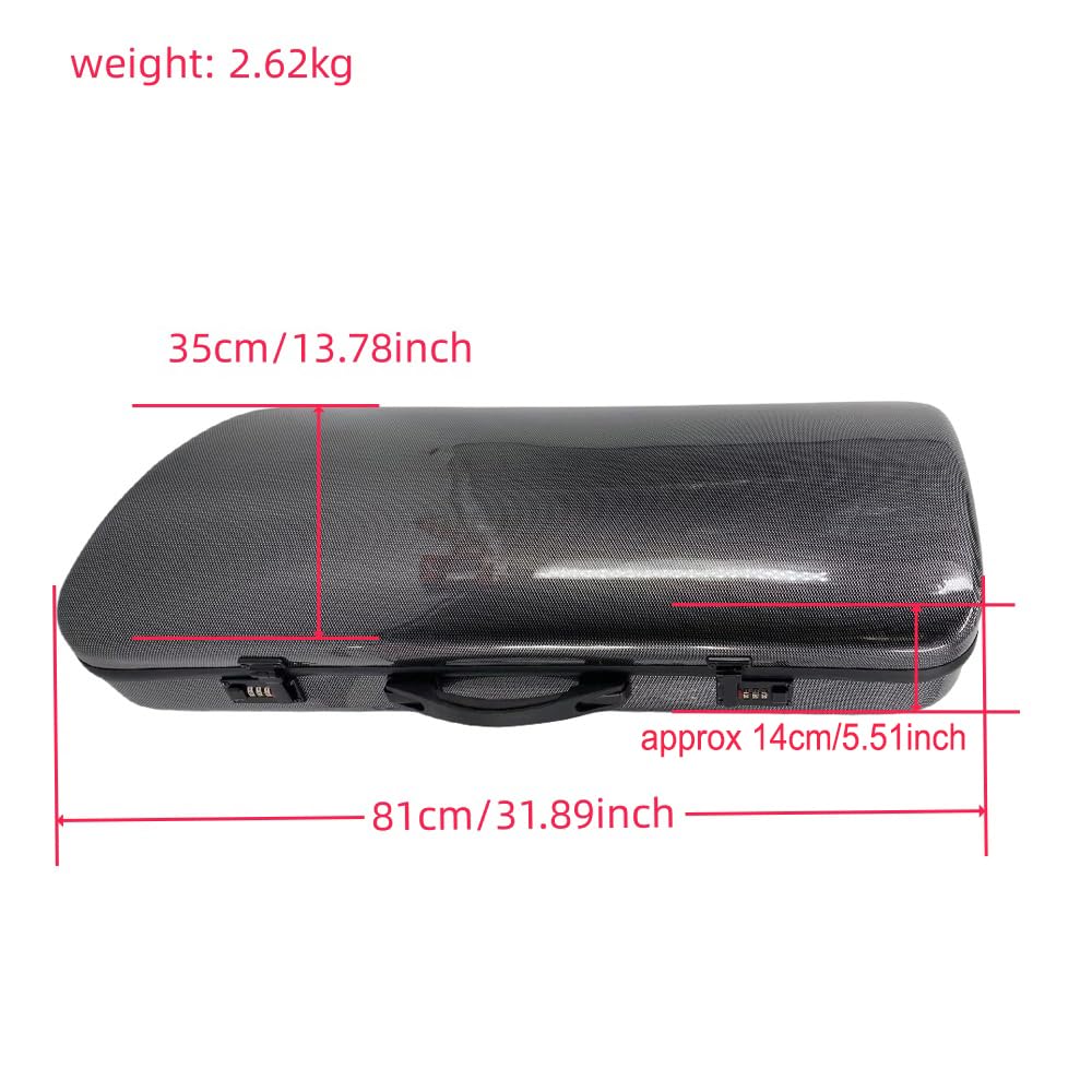Violín profesional de doble funda (4/4) y viola (16-17 pulgadas), fibra de carbono, con bloqueo de contraseña, 2 correas ajustables, 4 soportes para arcos (negro)