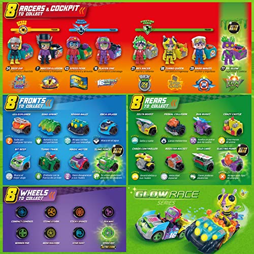 Piezas intercambiables de los coches desmontables T-Racers Glow Race con pilotos sorpresa 6