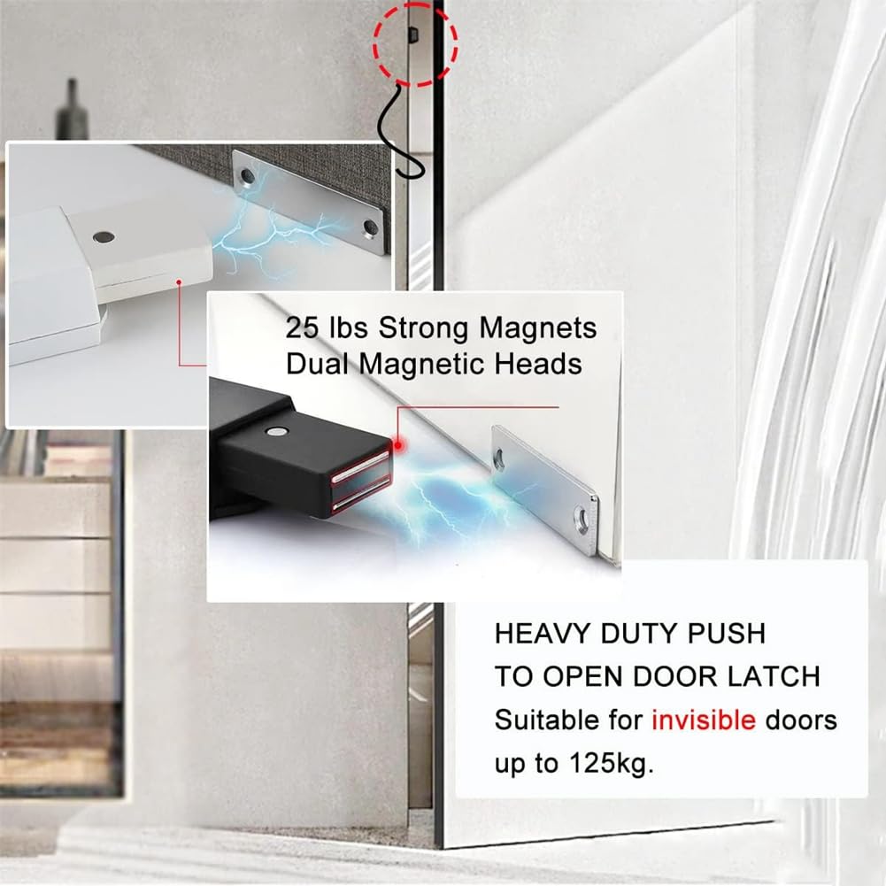 beiyaiey 2 Pack Heavy Duty Push Latch & Lock for Hidden Door Touch Latches and Catch Magnet Push Release Drawer Pull Tip - Image 4
