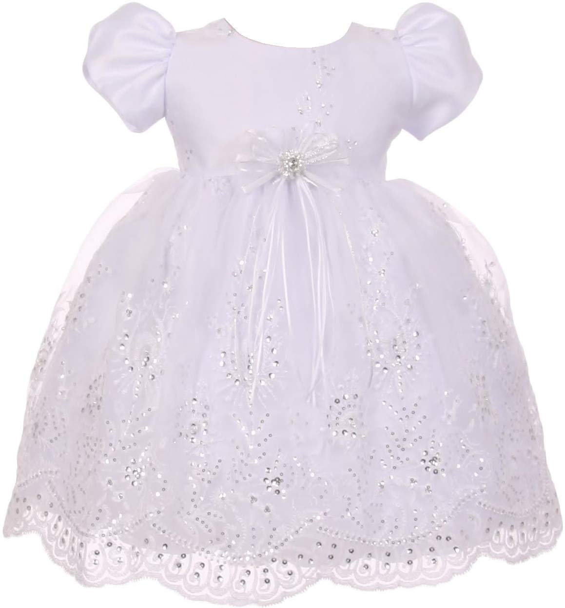 BluNight Collection Sheer Organza Cape Headband Baptism Infant Little Baby Girl Dresses