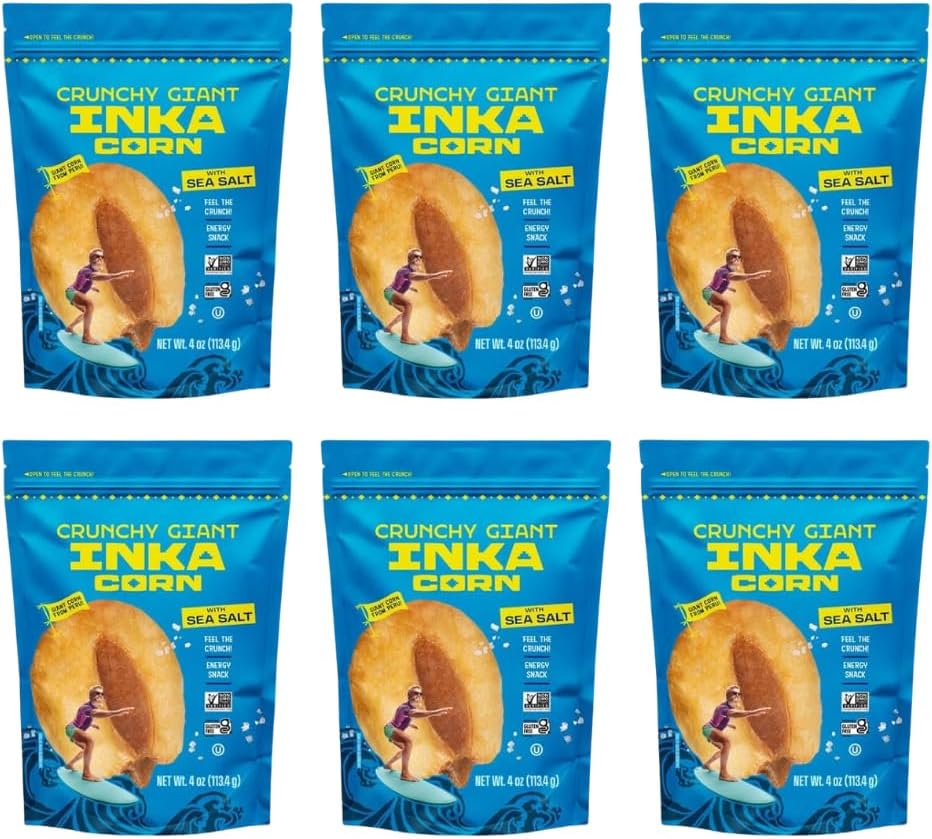 Inka Corn Nuts, Gluten Free Roasted Giant Corn, Original Flavor, 4-Ounce (Pack of 6)