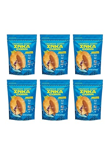Inka Corn Nueces, maíz gigante tostado sin gluten, sabor original, 4 onzas (paquete de 6)