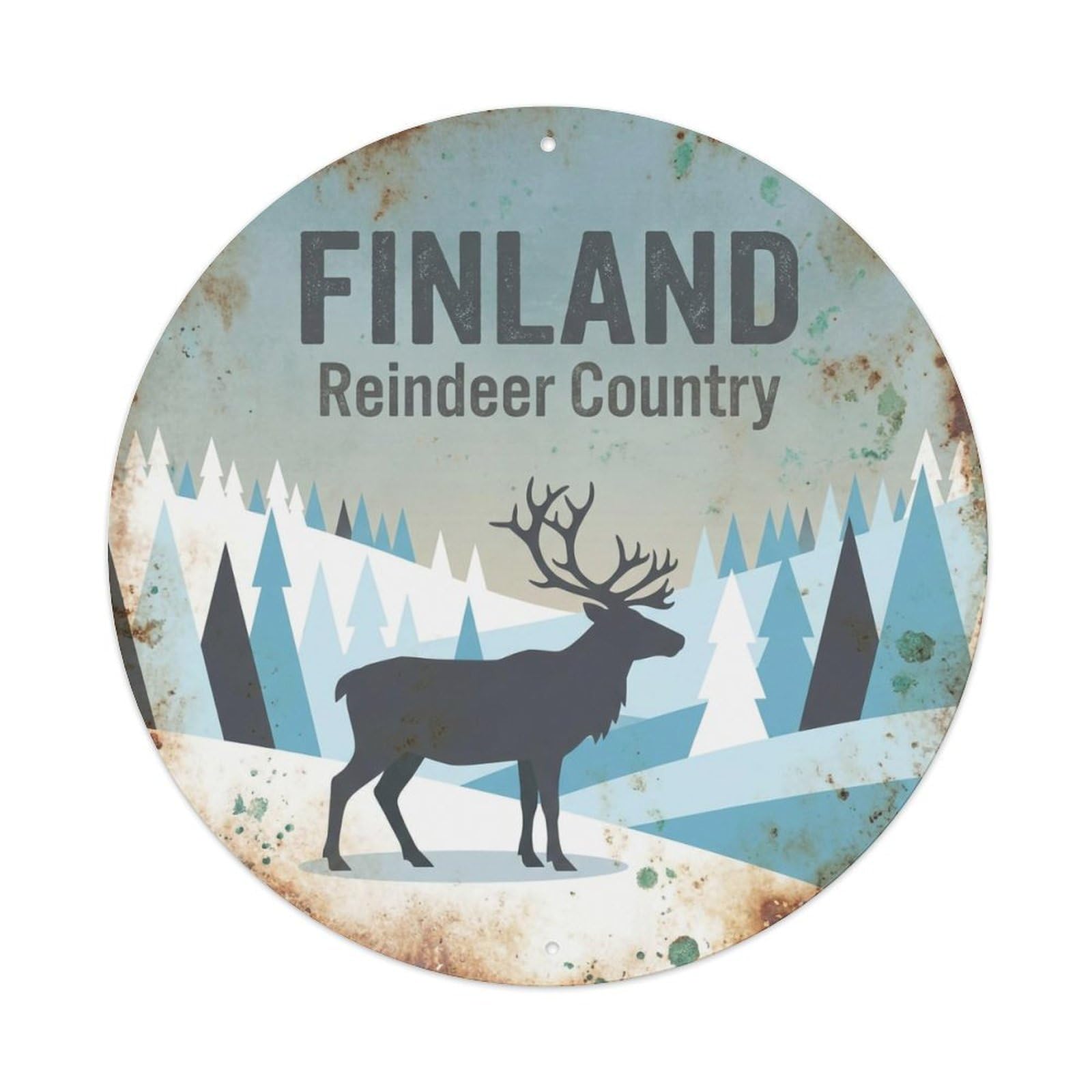 Vintage Travel Finland Heritage Metal Tin Sign Plaque Wall Decor for Cafe, Club, Garden Round Metal Poster 8x8Inch