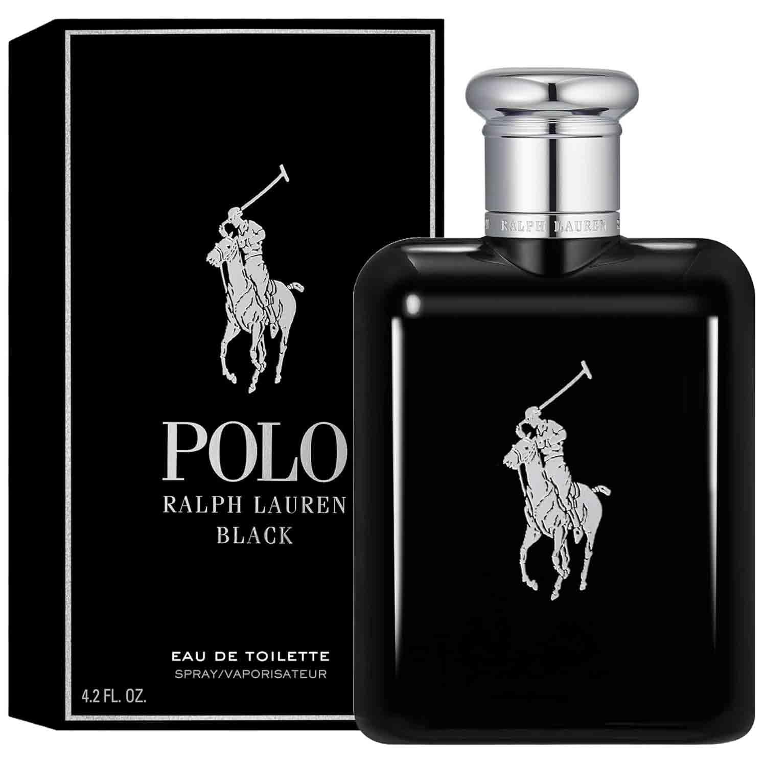 Ralph Lauren Polo Black Eau de Toilette Uomo, Profumo da Uomo Legnoso e Aromatico, Fragranza Fresca a Tonificante, Note di Patchouli e Fava Tonka, A Lunga Durata, Profumo di Lusso da Uomo, 125 ml