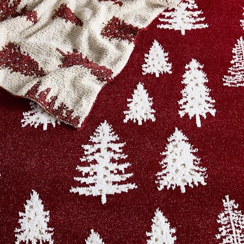 WDCOZY Christmas Throw Blanket Christmas Tree Reversible Super Soft Knitted Couch Bed Sofa Microfiber Chenille Luxurious Home Decor Warm Cozy Comfy Lightweight Holiday Blanket Winter 50x60 Red by WDCOZY - Used condition - Image 5