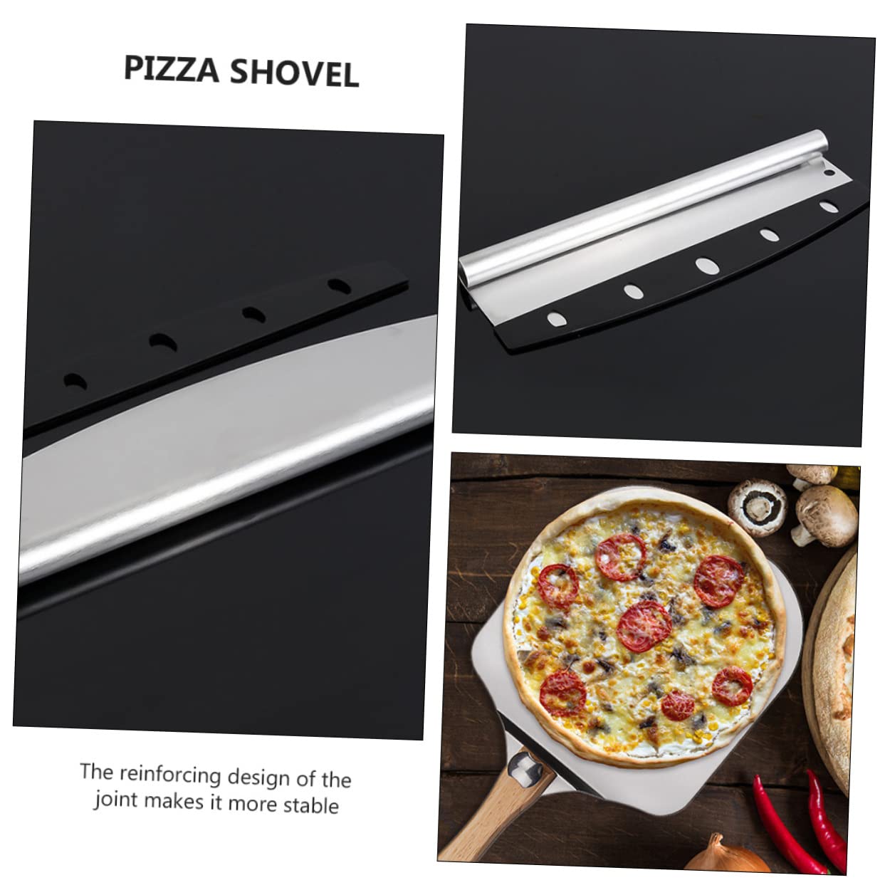 2 Stück Teiliges Set Faltbare Aluminium Pizzaschaufeln mit Holzgriff und Teigschaber für Pizza und Pfannkuchen Hitzebeständig und Praktisch für Küche
