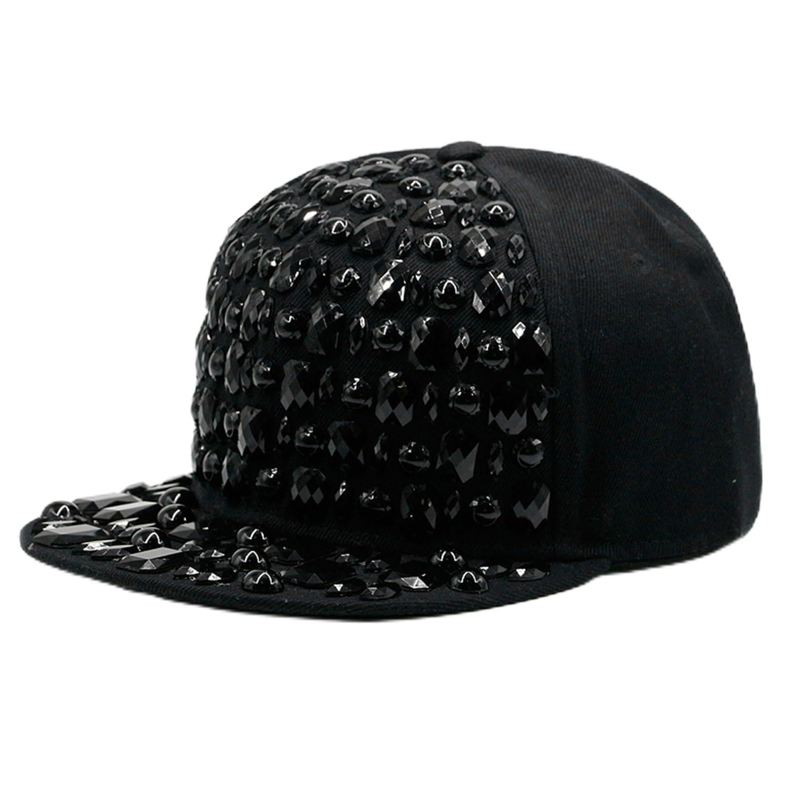 Gorra de Béisbol Gorra de béisbol con Remaches Hip Hop Ajustable Plana para Deportes de Golf