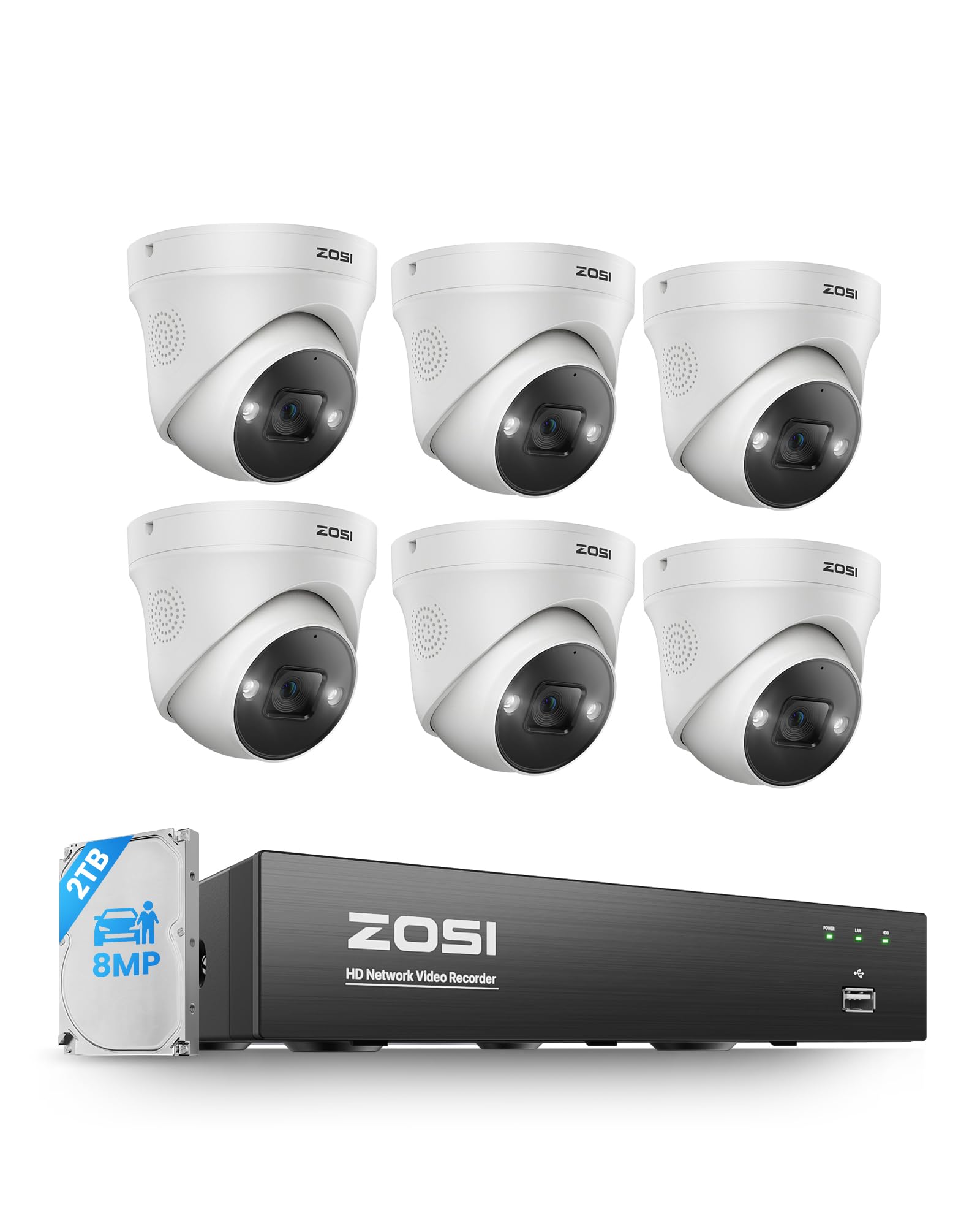 ZOSI POE防犯カメラ 4台セット 2TB おまけ付き(カメラ4台) ZOSI poe防犯カメラセット4台 500万画素 poe防犯レコーダー 8ch hdd2tb