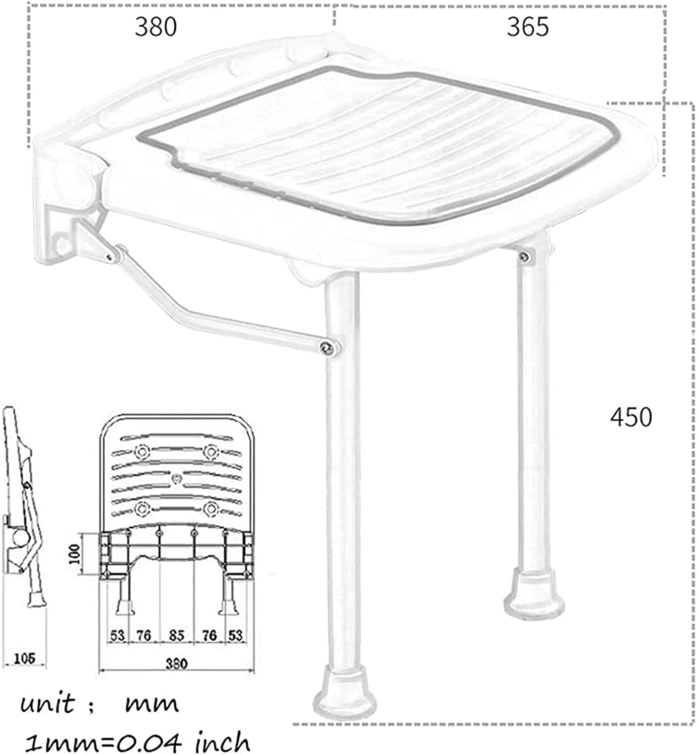 X&Z-XAOY Asiento De Ducha Plegable Montado En La Pared, Taburete De Baño, Banco Impermeable Antideslizante para Discapacitados, Seguridad Ergonómica De Aluminio MAX 300lb (Color : Yellow)