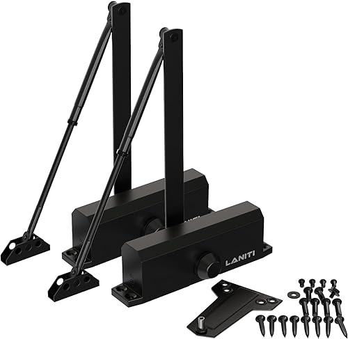 Miniatura 8 de Mecanismo de cierre de puerta comercial para tráfico pesado, cierre de puerta para automóvil comercial, acabado de aluminio (negro, 1, paquete)