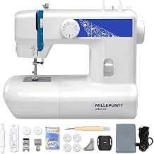 MILLEPUNTI MMA20 First Time Sewing Machine w/ 13 Stitches, 3 Included Feet, Quick Needle Threader & Accessory Kit, for Starters & Seniors, Lightweight and Compact for Home DIY Sewing Projects