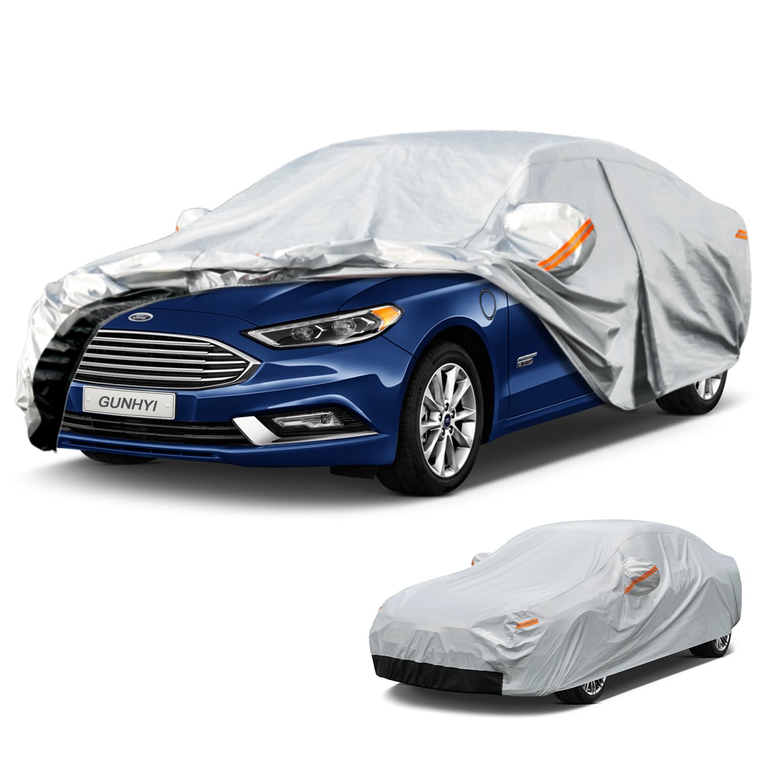 GUNHYI 6 Layers Car Cover Custom Fit Ford Fusion (2005-2026) Waterproof All Weather, Heavy Duty Outdoor Snow Sun Rain Uv Protection (Ships from US Warehouse, Delivery 3-8 Days)
