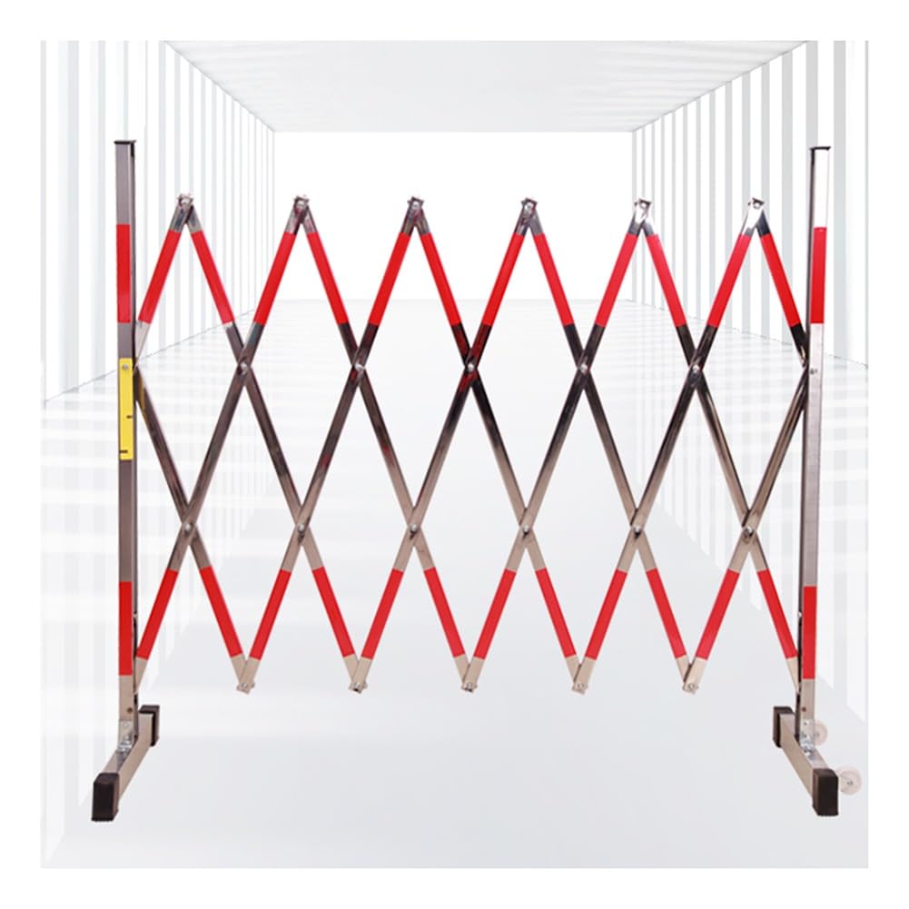 Barrière Mobile Extensible - Barrière de sécurité routière rétractable en Aluminium pour allées d'écoles et Routes, Rouge/Argent, 1,5 x 4 m - Idéale pour Les Chantiers et
