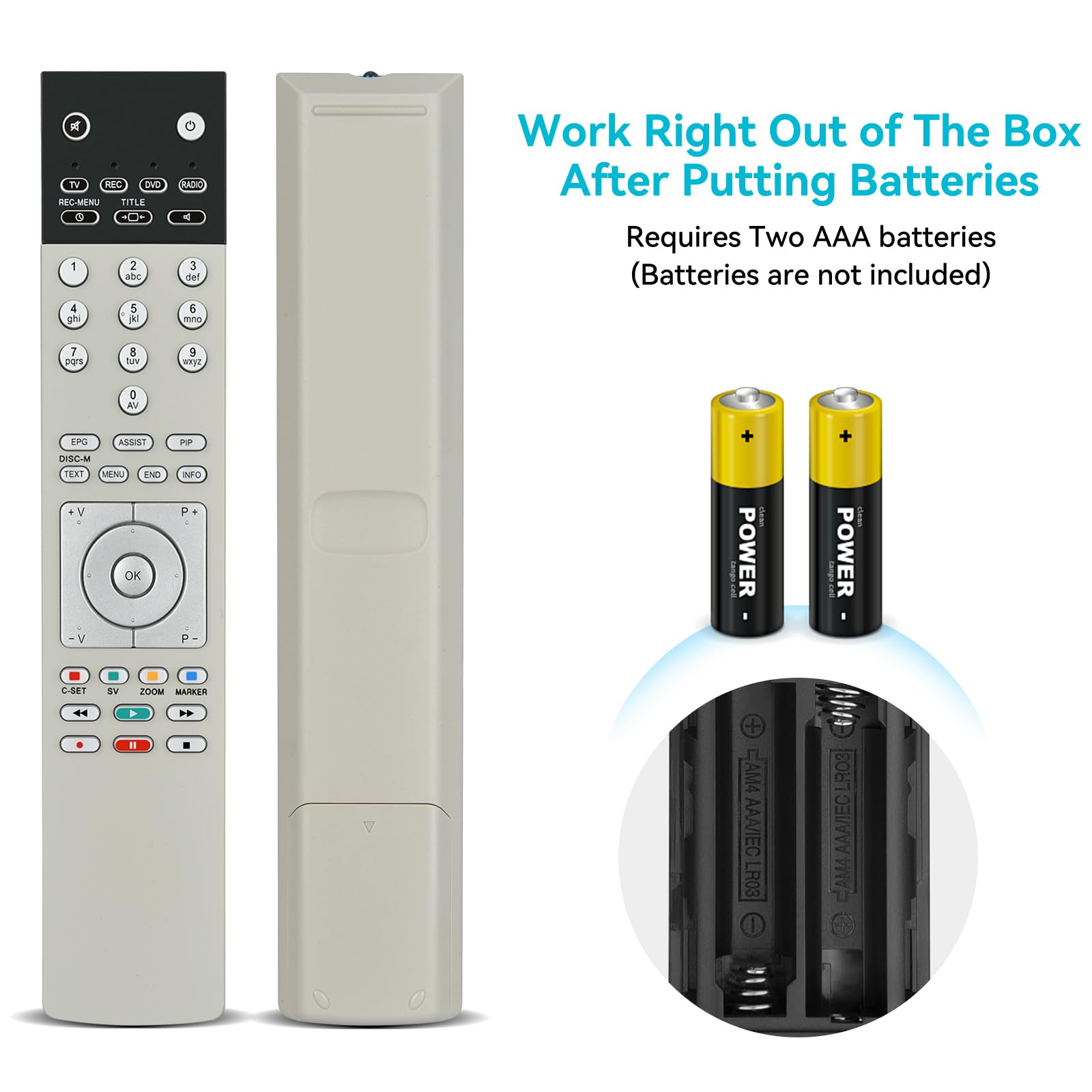 Mando a distancia de repuesto para Loewe Assist TV Art-40 | Art-48 | Art-50 | Type-55 | Type-60 | 89900A23 | 89950A23 | 89900A00 | 89950A10