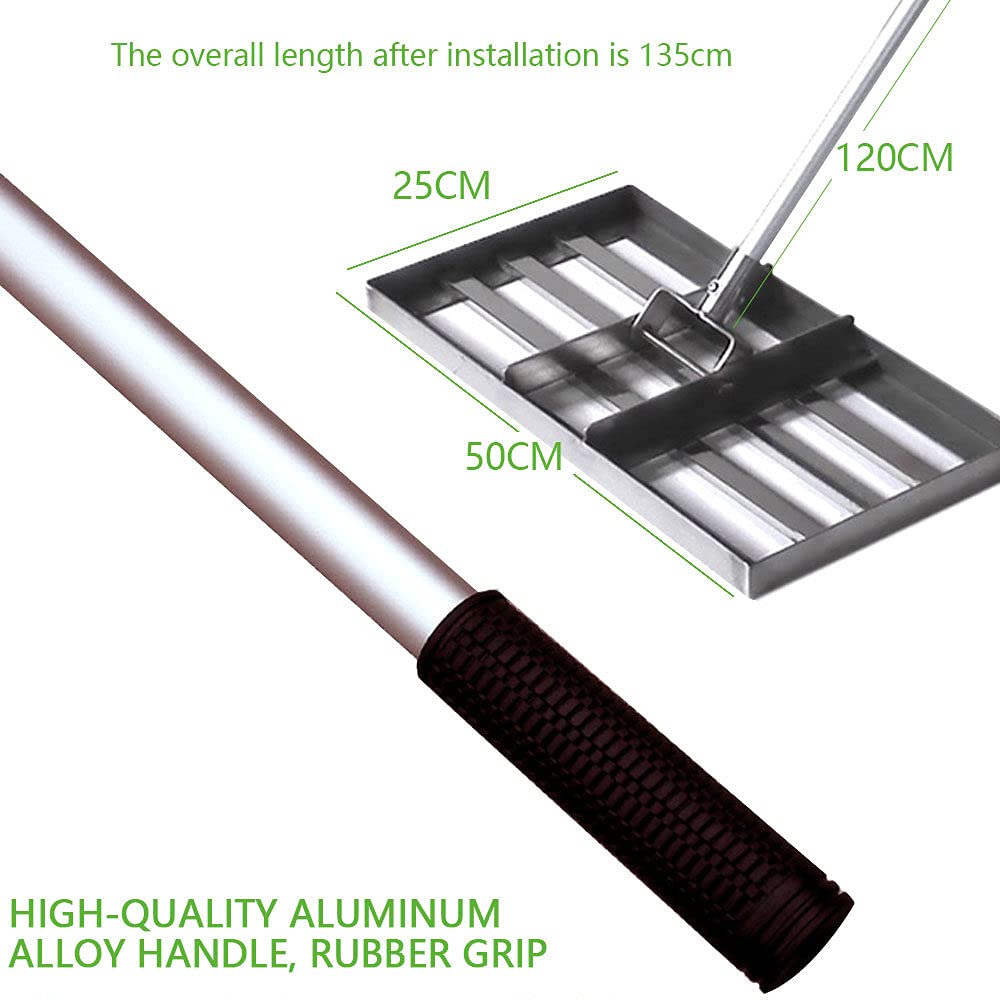 Wyrównywarka trawnika, grabie do trawy, grabie do wyrównywania trawnika, poziomowanie gleby lub ziemi, narzędzie do wyrównywania trawnika ze stali nierdzewnej z uchwytem 43 cale, odpowiednie dla G