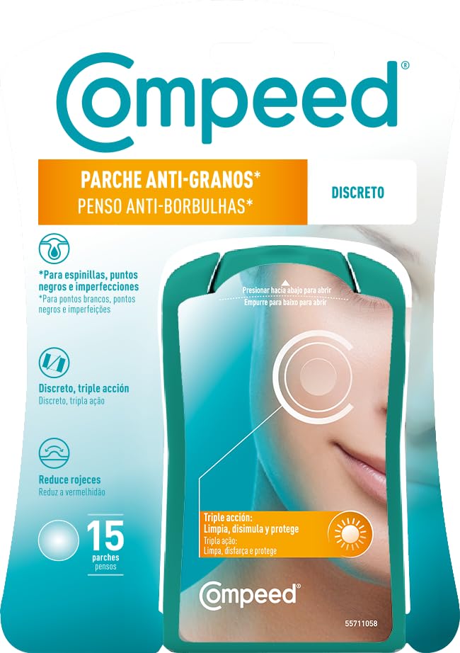 Compeed® - Parches Granos Discretos con Hidrocoloides | Limpia, Disimula y Protege - Uso Diurno | 15 Parches de 1,5 x 1,5 cm