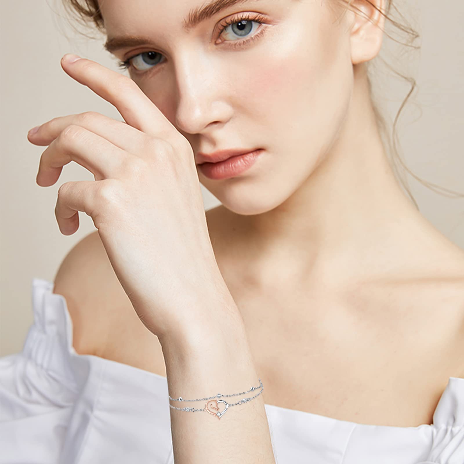 Tier Armbänder 925 Sterling Silber Eule/Fuchs/Hochland Kuh/Pferd Verstellbar Armband Schmuck Geschenk für Mädchen