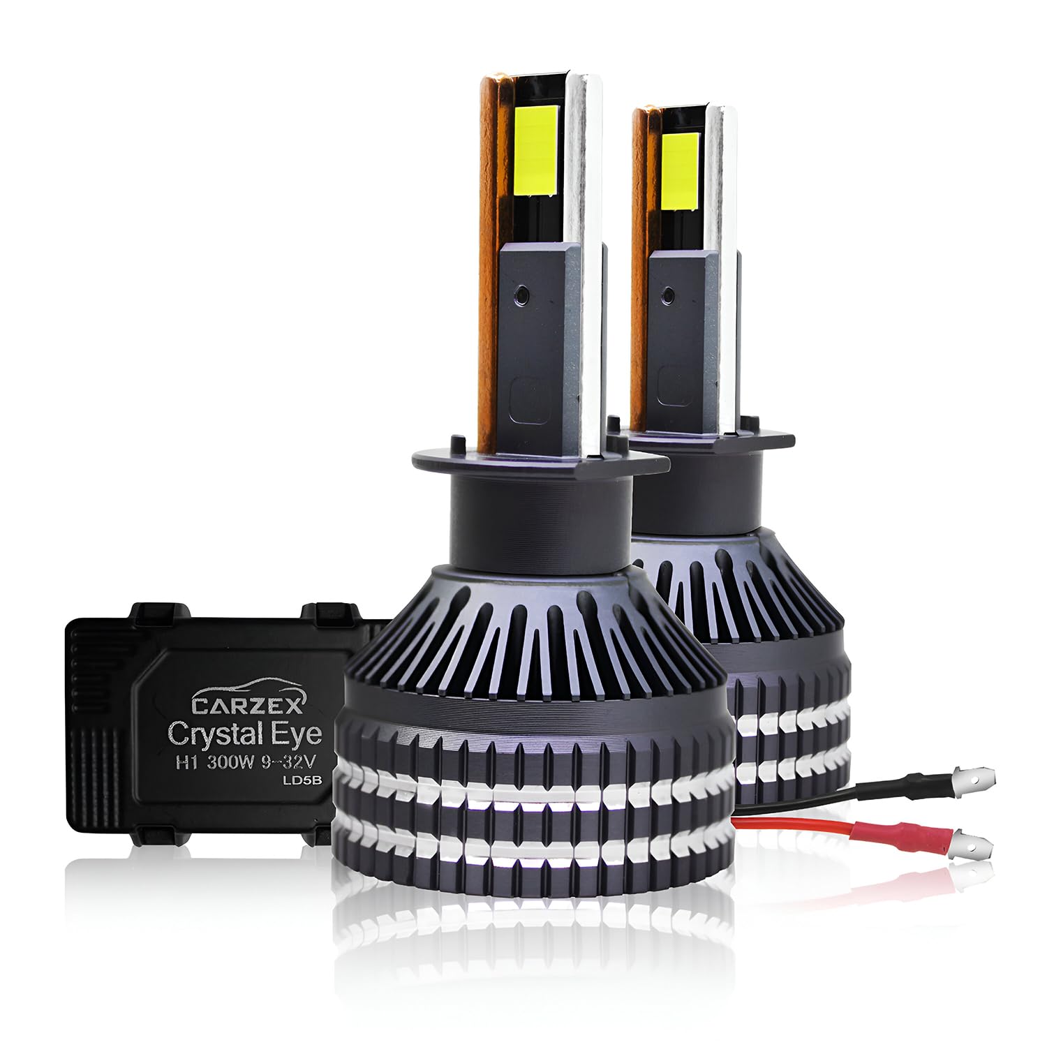 Carzex Crystal Eye H1 Car Led High Beam Headlight Bulbs, 300W 12,000 Lumens Super Bright Automotive LED Headlight Conversion Kit for Cars 6500K Cool White, (150 + 150 Watts, 2Pc) (1 Year Warranty)-image-24