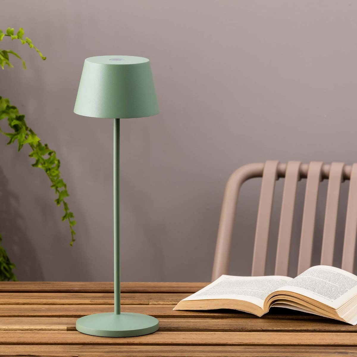 SAVINA, Lámpara Portátil, Verde, Interior y Exterior, LED 2.2W Regulable, Batería Recargable 9 Horas, IP65