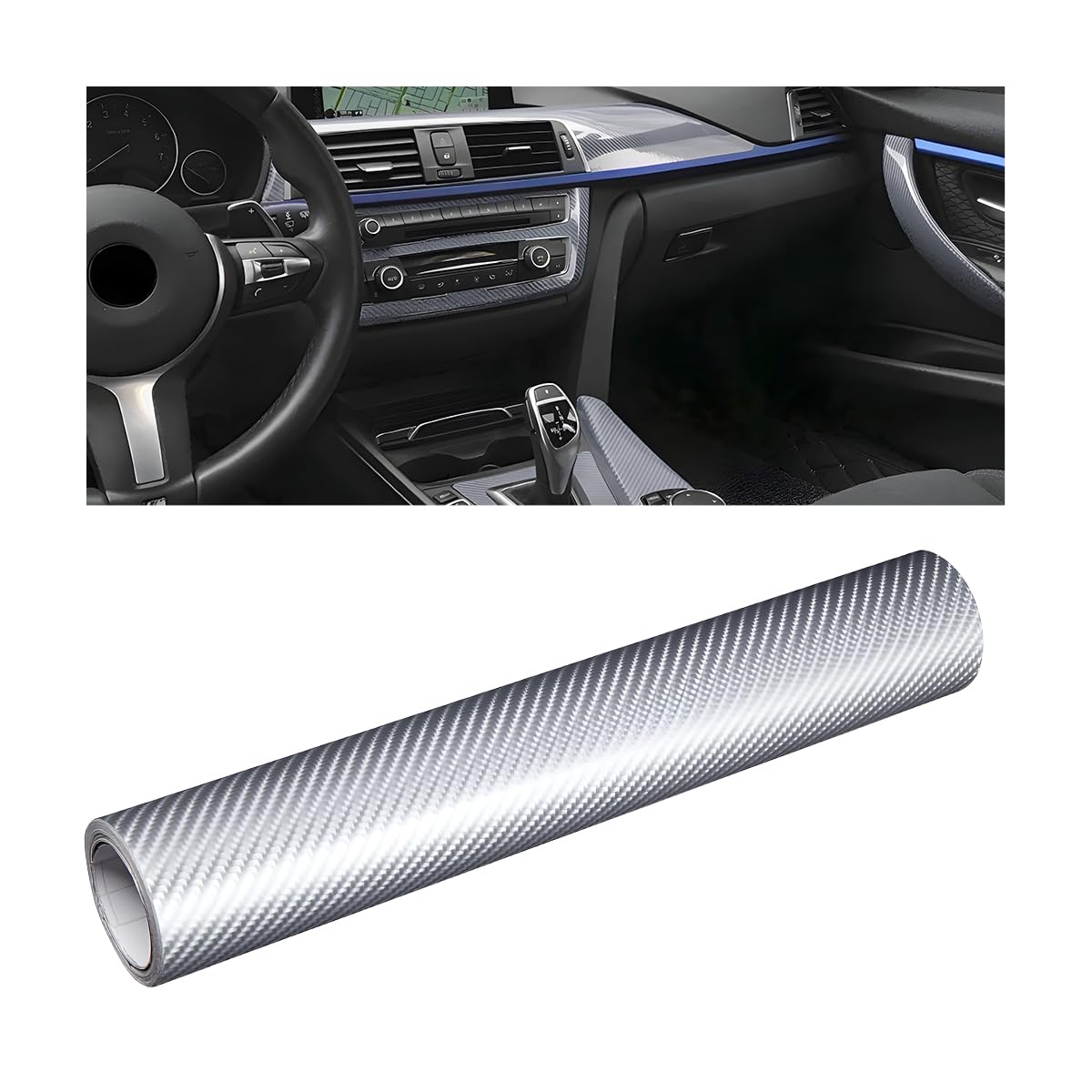 Gsakskdsap Carbon Folie Auto - 3D Selbstklebend 30x150cm Schwarz